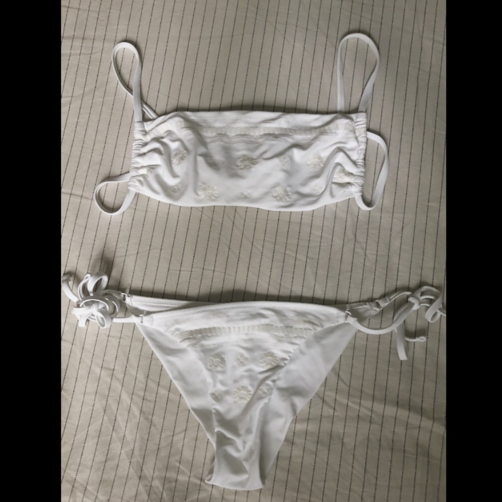 white embroidered bathing suit